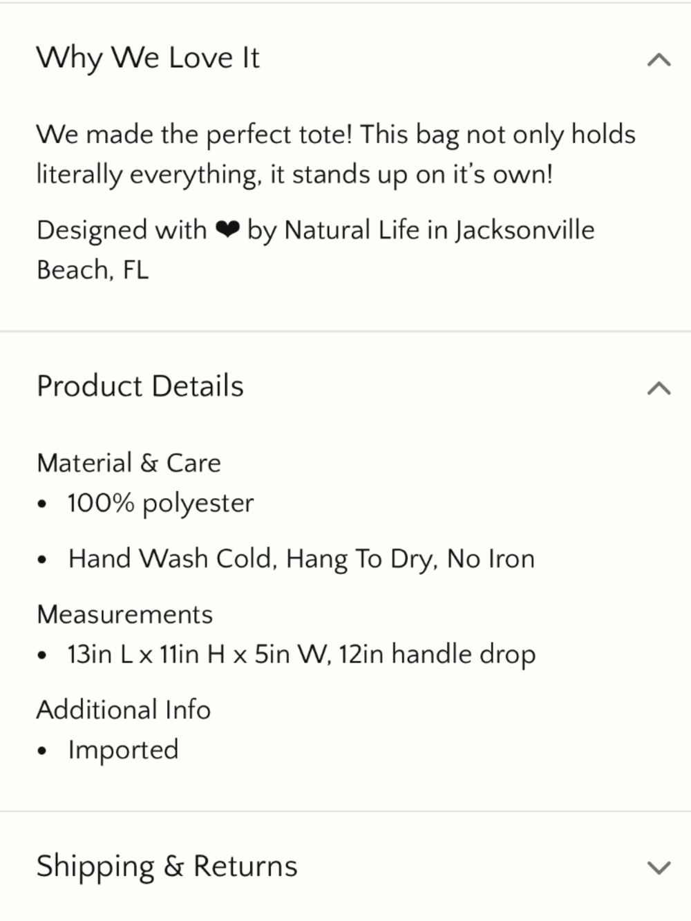 Natural Life reversible puffy tote bag medium - Picture 3 of 3